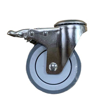 Load image into Gallery viewer, 4" Stainless Steel Swivel Caster with Bolt Hole and TPR Wheel with Brake (SSC131)