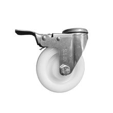 Load image into Gallery viewer, 4&quot; Stainless Steel Swivel Caster with Bolt Hole and White Nylon Wheel with Brake (SSC121)
