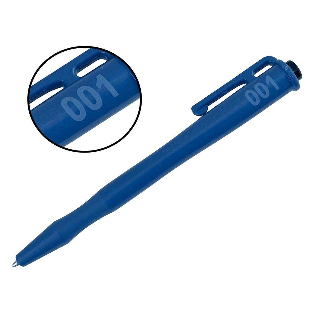 Laser Marked Detectable RETREEVA Retractable Pen, Blue ink, 25/pack (DTR-BLBL-LM)