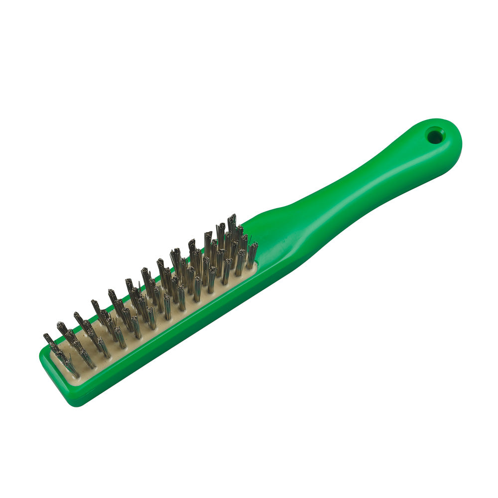11” Resin-Set Stainless Steel Wire Scratch Brush - Green